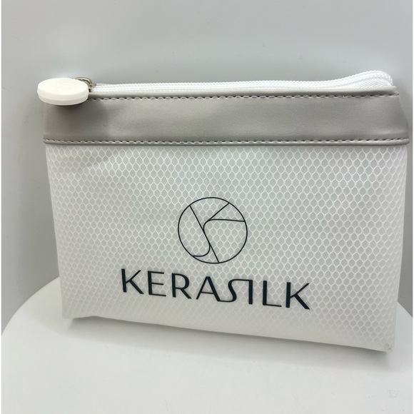 🦋$2~ Kerasilk ~ Travel Bag ~ Makeup Case ~ White & Silver - Picture 2 of 7